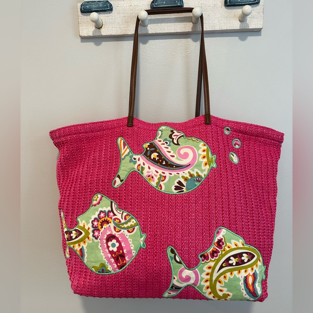 Vera Bradley Resort Tutti Frutti Hot Pink Beach Tote Bag